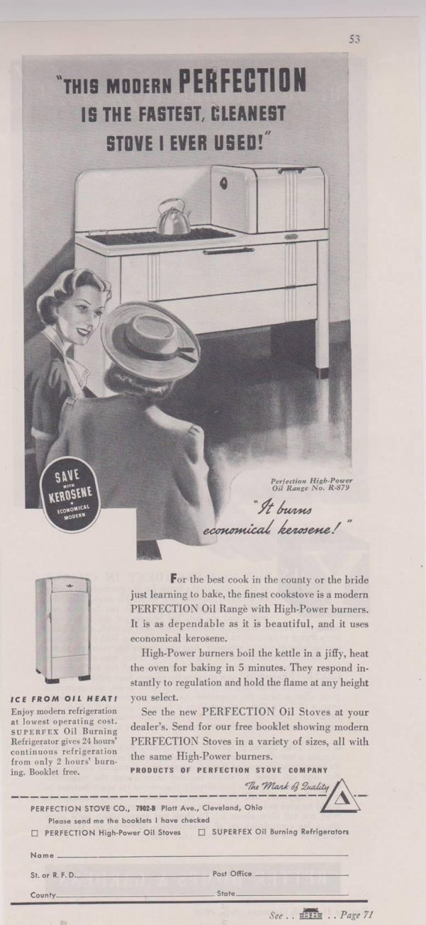 Perfection Oil Range Ad 1938