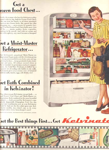 Image of AD: KITCHEN APPLIANCES American advertisement for Kelvinator kitchen  appliances, 1947.