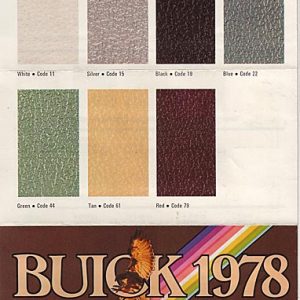 Buick Dealer Sheet 1978 Exterior Colors