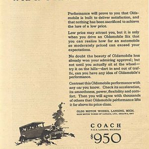 Oldsmobile Coach Ad 1926