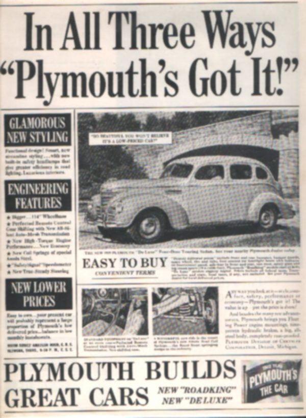 Plymouth Ad January 1939