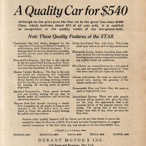 Star Motor Cars Ad 1924