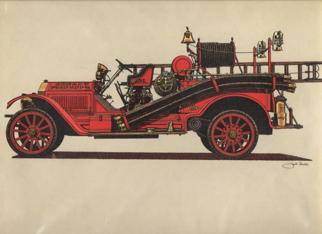 American - La France Fire Engine Print 1918