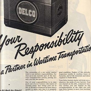 Delco Auto Battery Ad 1944