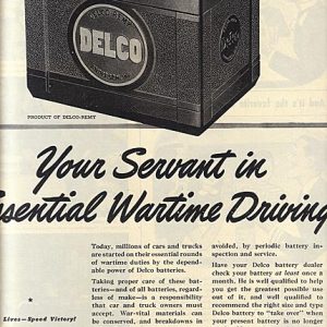 Delco Auto Battery Ad March 1944