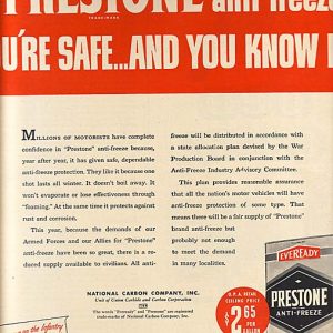 Prestone Antifreeze Ad 1949