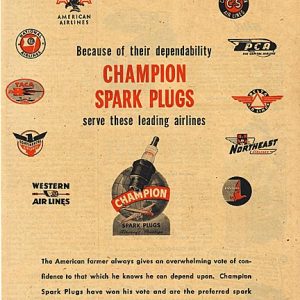 Champion Spark Plugs Ad 1945