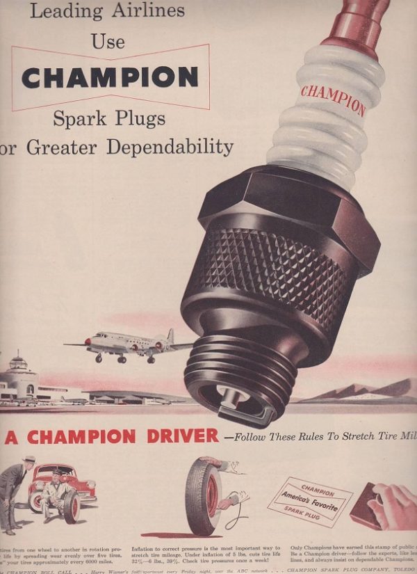 Champion Spark Plugs Ad 1950