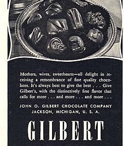 Gilbert Chocolates Ad 1947