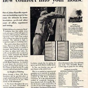 Johns-Manville Insulation Ad 1930