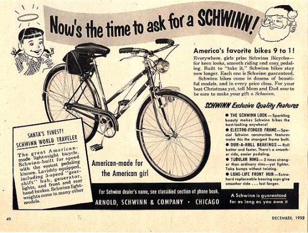Schwinn Bicycle Ad 1952