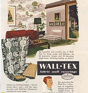 Wall-Tex Fabric Wall Coverings Ad 1951