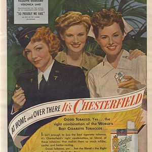 Claudette Colbert Chesterfield Cigarettes Ad 1943