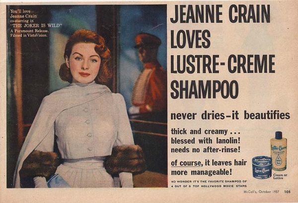 Jeanne Crain Lustre-Creme Shampoo Ad 1957