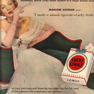 Marlene Dietrich Lucky Strike Cigarettes Ad 1950