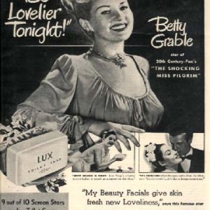 Betty Grable Lux Toilet Soap Ad 1947