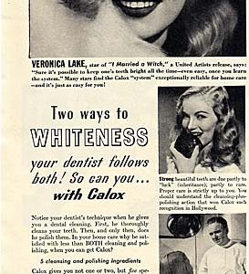 Veronica Lake Calox Tooth Powder Ad 1942