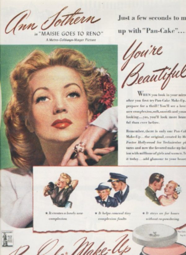 Ann Southern Max Factor Makeup Ad 1944