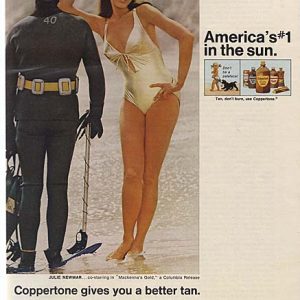 Julie Newmar Coppertone Suntan Lotion Ad 1969