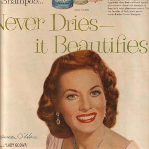 Maureen O'Hara Lustre-Creme Shampoo Ad 1955