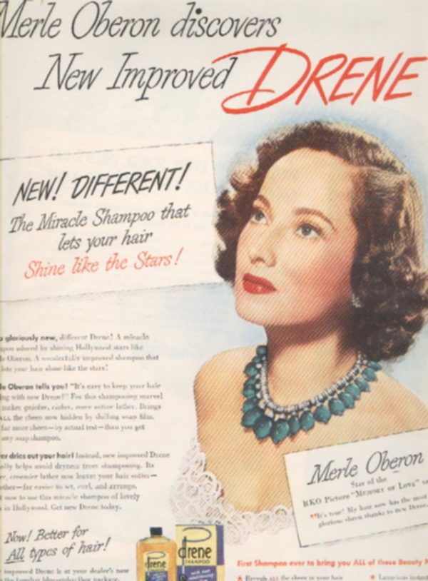 Merle Oberon Drene Shampoo Ad 1947