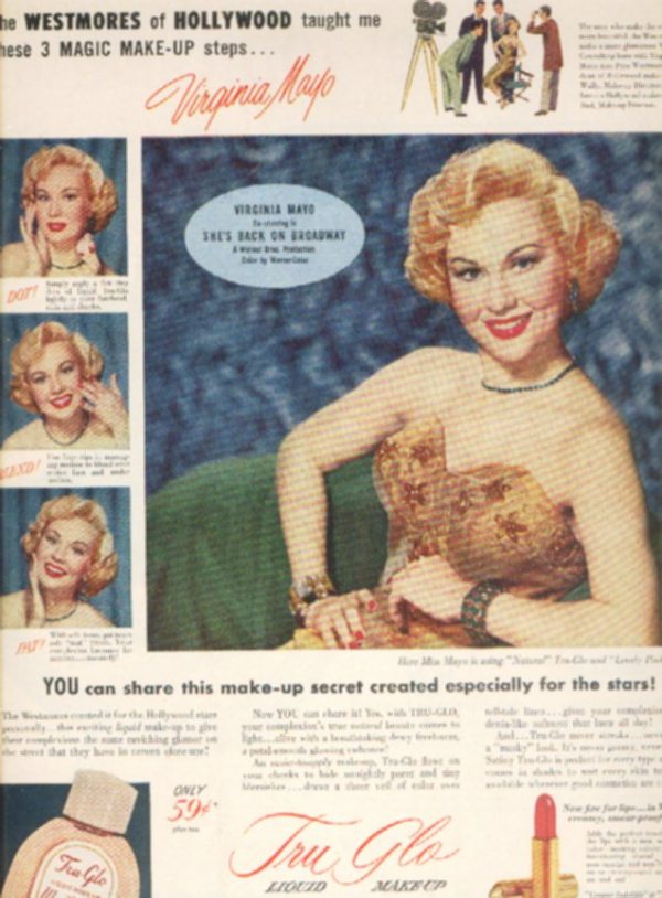 Virginia Mayo Westmore Hollywood Cosmetics Ad 1953