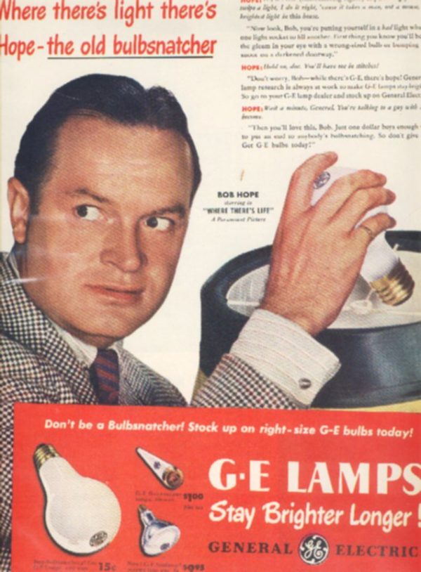 Bob Hope G.E. Lamps Ad 1947