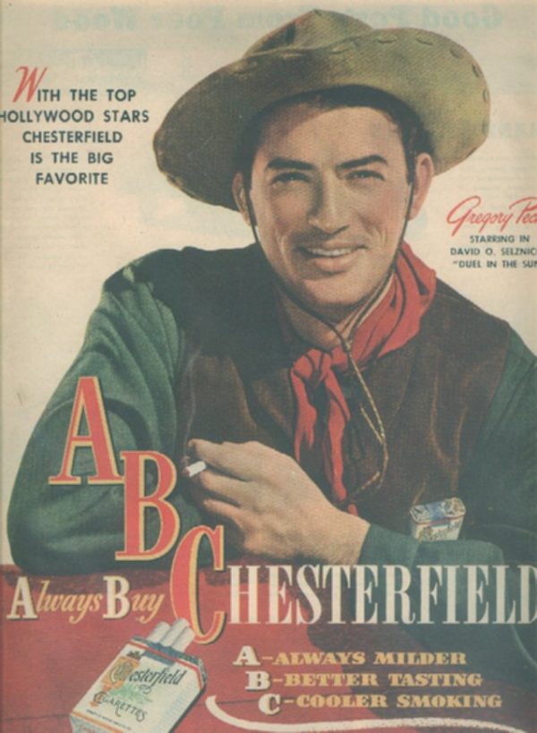 Gregory Peck Chesterfield Cigarettes Ad 1947