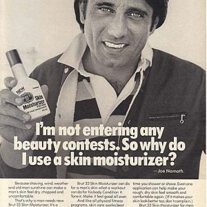 Joe Namath Brut Skin Moisturizer Ad 1977