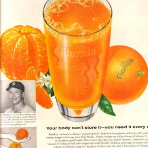 Mickey Mantle Florida Orange Juice Ad 1959