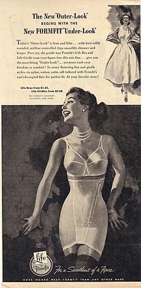 1953 womens Formfit girdle with zipper bra the underlook Vintage fashion ad