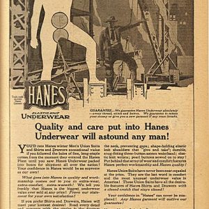 Hanes Underwear Men’s Clothing Ad 1919