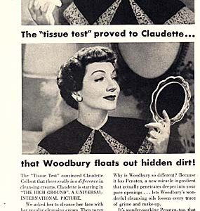 Woodbury Claudette Colbert Ad 1951