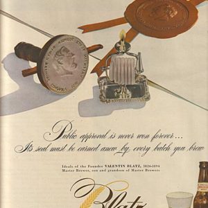 1947 Blatz Beer Brewing Co. Man Plate Vintage Print Ad 31333