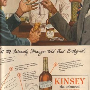 Hank Geiger Art Kinsey Whiskey Ad 1946