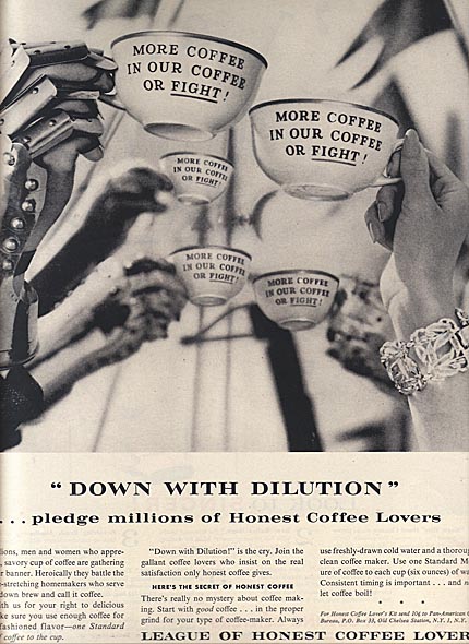 1960 League of Honest Coffee Lovers LHCL Vintage Print Ad 10.5 x 13.5