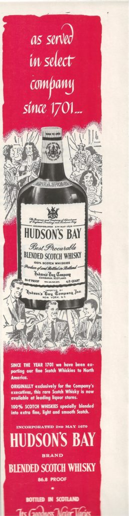 Hudson's Bay Scotch Whisky Ad 1958