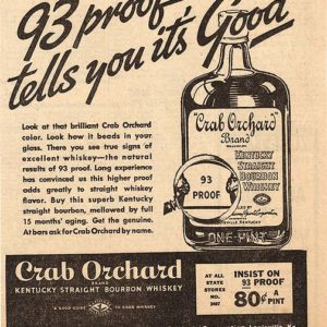 Crab Orchard Bourbon Whiskey Ad 1936