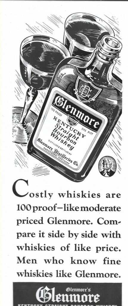 Glenmore Bourbon Whiskey Ad 1937