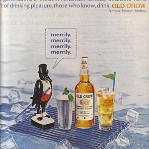 Old Crow Bourbon Whiskey Ad 1965