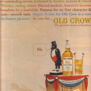 Old Crow Bourbon Whiskey Ad October 1964