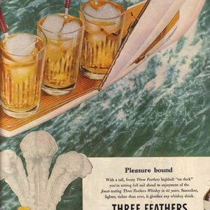 Three Feathers Whiskey Ad August 1946