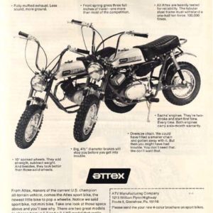 Attex Motorcycle Ad 1972