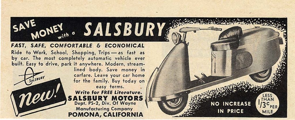 Salsbury Motorcycle Ad 1949