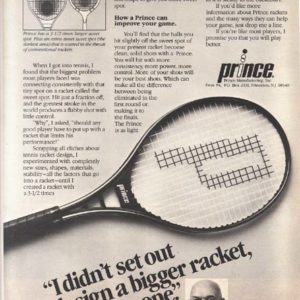 Prince Tennis Racket Ad 1980
