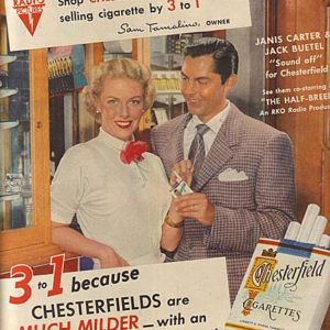 Janis Carter and Jack Buetel Chesterfield Ad 1952