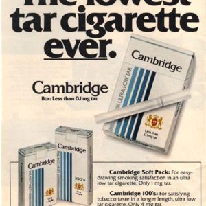 Cambridge Cigarettes Ad 1980