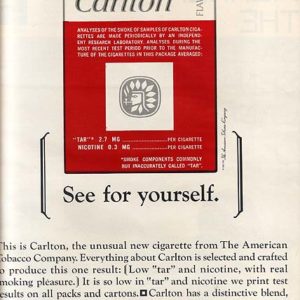 Carlton Cigarettes Ad 1964