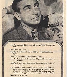 Eddie Cantor and Nora Martin Blackstone Cigars Ad 1945