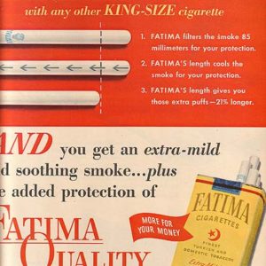 Fatima Cigarettes Ad August 1952